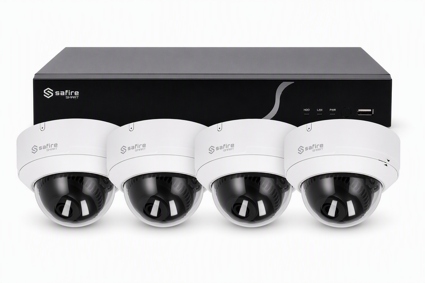 Safire IP camera kit met 4 dome camera's